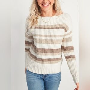 Old Navy Slouchy Cozy Striped Boat Neck Knit Sweater XS